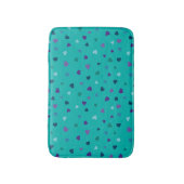 Tapis De Bain Petits cœurs, violet, sarcelle, bleu sur turquoise (Devant (Vertical))