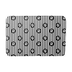 Tapis De Bain Petits Crânes Fantaisistes Crâne Noir et Blanc