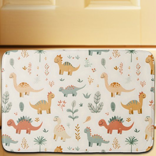 Tapis De Bain Petits Dinosaures Beige Neutre Tons