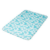 Tapis De Bain Petits oiseaux Blanc Turquoise (Angle)