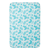 Tapis De Bain Petits oiseaux Blanc Turquoise (devant Vertical)