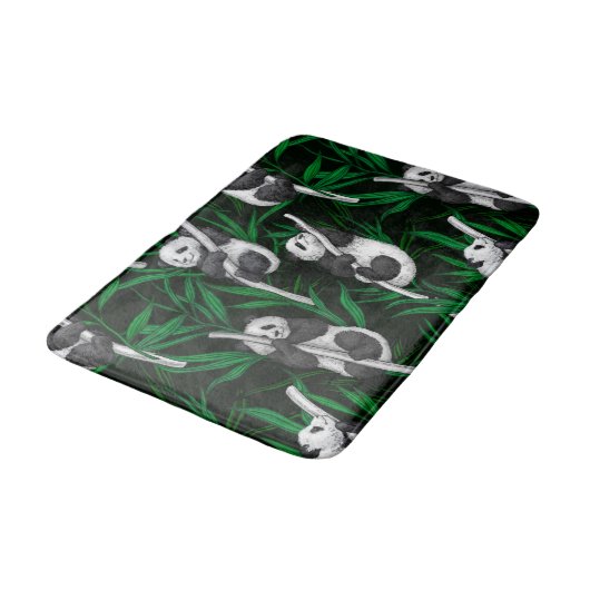 Tapis De Bain Petits panda sur vert foncé (Angle)