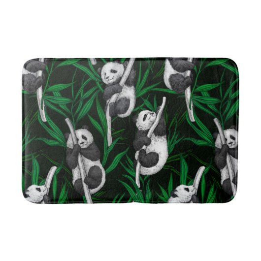 Tapis De Bain Petits panda sur vert foncé (Devant)