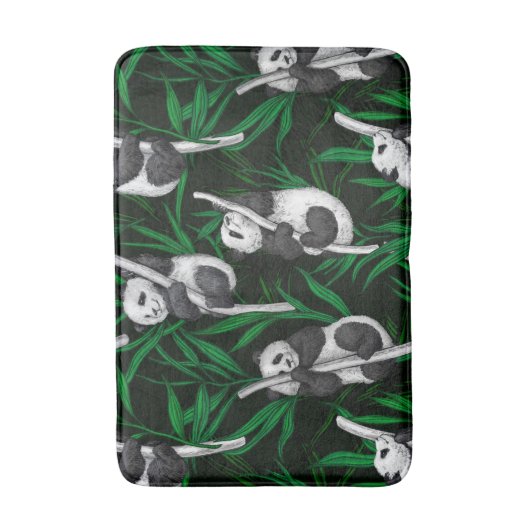 Tapis De Bain Petits panda sur vert foncé (Devant (Vertical))