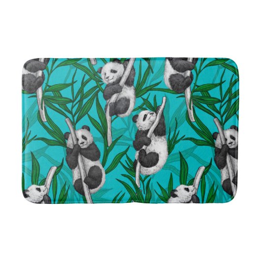 Tapis De Bain Petits panda turquoise (Devant)