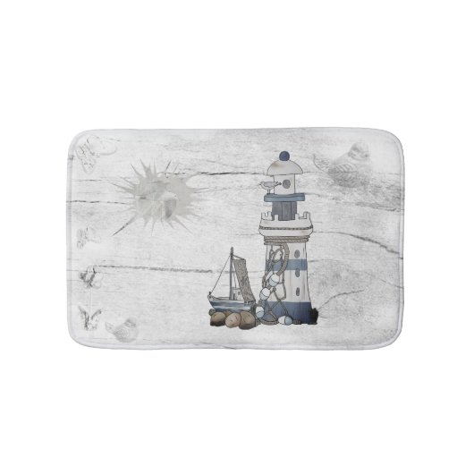Tapis De Bain Phare de Vintage avec navire (Devant)