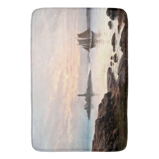 Tapis De Bain Phare Et Voilier En Lumière Lune (devant Vertical)