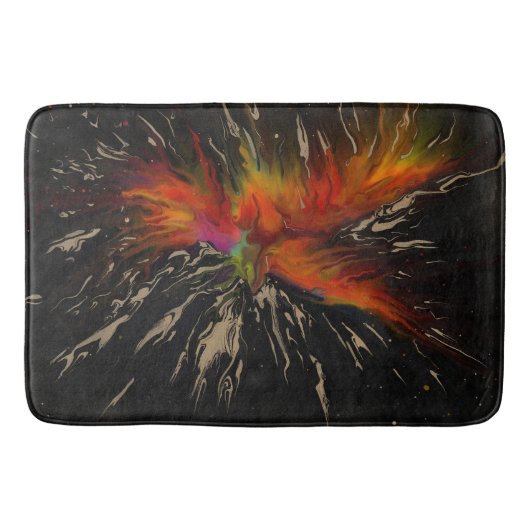 Tapis De Bain Phoenix Rising – Art abstrait d'explosion de feu (Devant)
