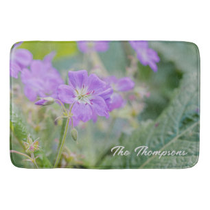 Tapis De Bain Photo botanique de fleur sauvage de géranium lilas