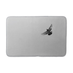 Tapis De Bain Photo de pigeon d'oiseau noir et blanc moderne