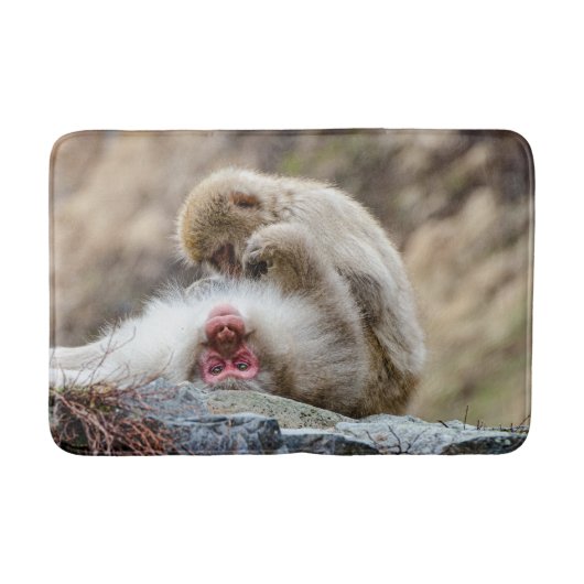 Tapis De Bain Photographie animale, singe macaque (Devant)