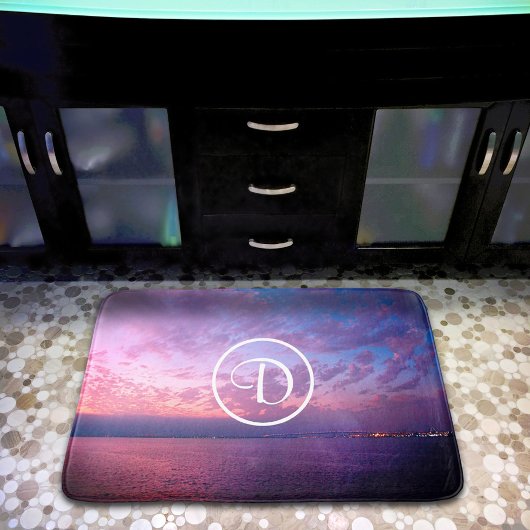 Tapis De Bain Photographie de coucher de soleil violet rose océa