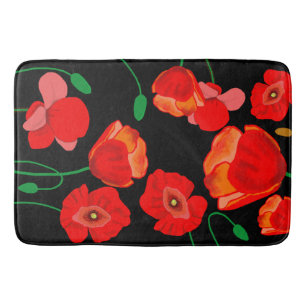 Tapis De Bain Photos rouges sur arrière - plan noir