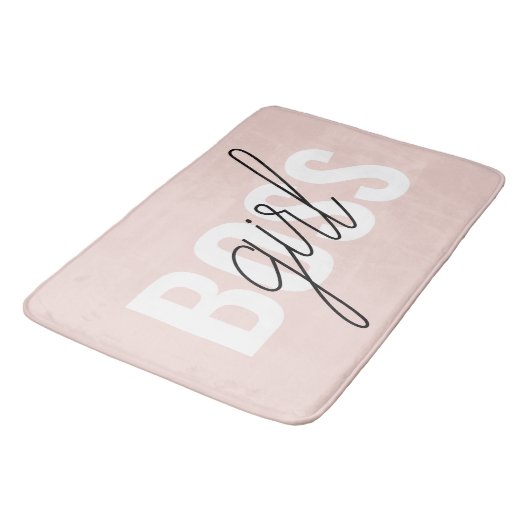 Tapis De Bain Phrase moderne Pastel Rose fille Boss Phrase (Angle)