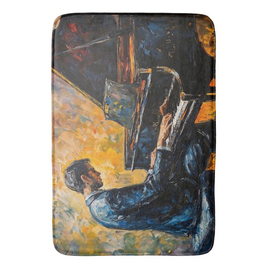 Tapis De Bain Piano Player - Peinture à l'huile (devant Vertical)