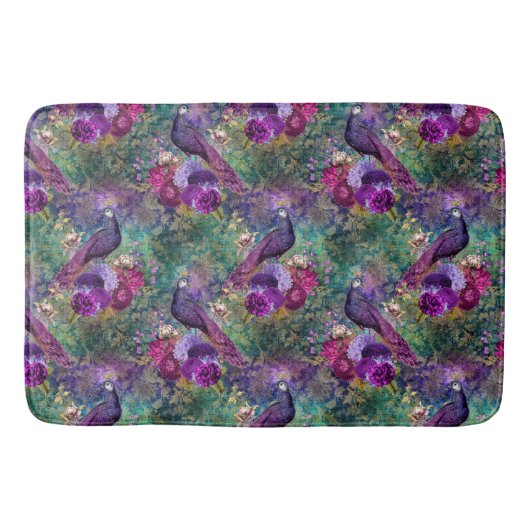 Tapis De Bain Pic rose pourpre Floral (Devant)