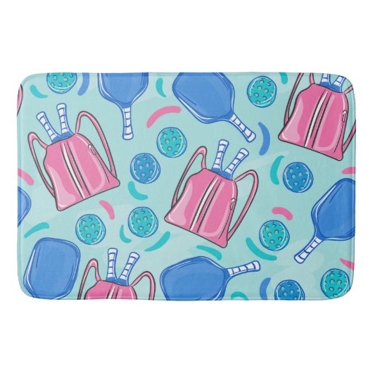 Tapis De Bain Pickleball Paddles et Balls Blue (Devant)