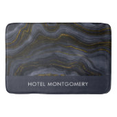 Tapis De Bain Pierre d'Agate Noir & Or moderne Abstrait (Devant)