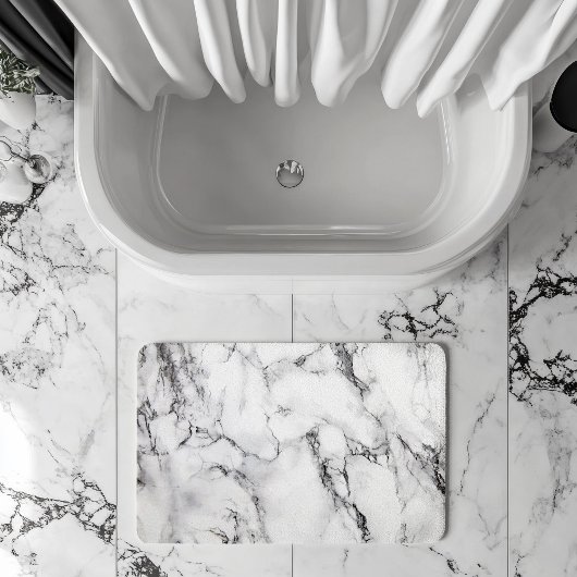 Tapis De Bain Pierre en marbre blanc noir et gris