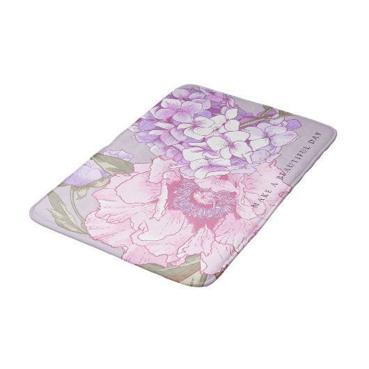 Tapis De Bain Pierre Florale moderne Hydrangea rose violet (Angle)