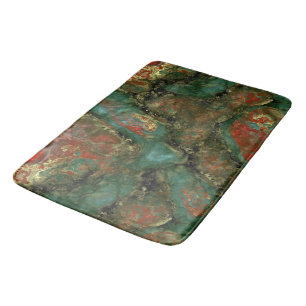 Tapis De Bain Pierre rouge, noire et turquoise Abstraite