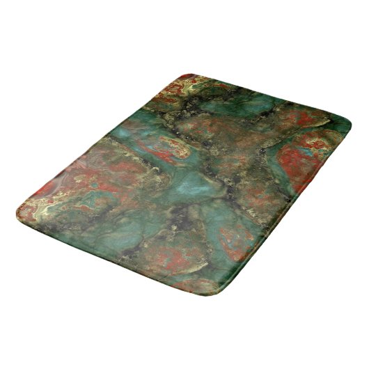 Tapis De Bain Pierre rouge, noire et turquoise Abstraite (Angle)
