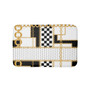 Tapis De Bain Pierres précieuses, chaînes d'or, motif sans soudu