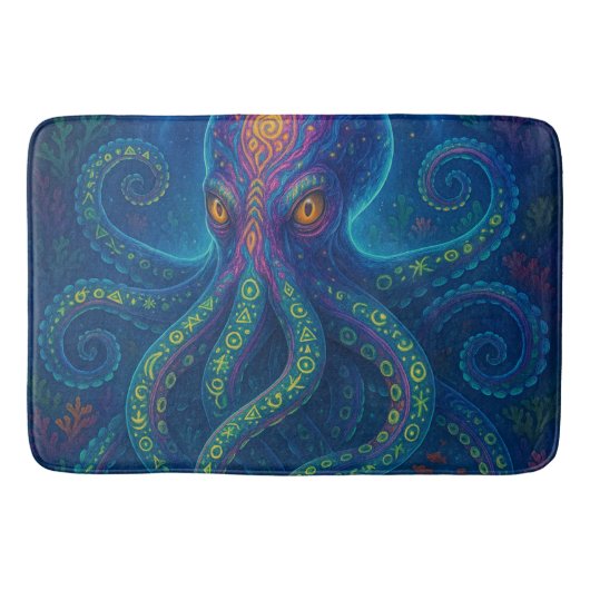 Tapis De Bain Pieuvre bleue Trippée (Devant)
