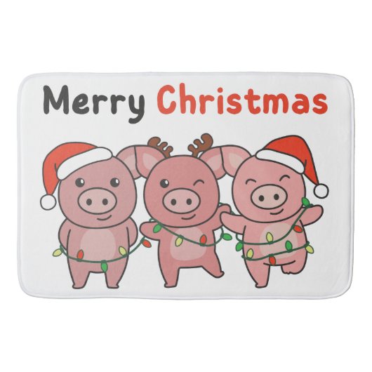Tapis De Bain Pig Christmas Cute Pigs Merry Christmas (Devant)