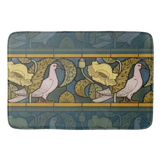Tapis De Bain Pigeon Blue Yellow Fish Art Nouveau (Devant)