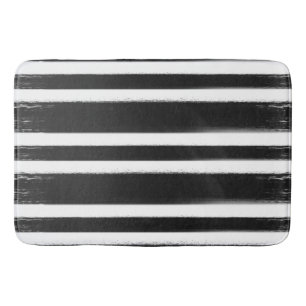 Tapis De Bain Pinceau à peinture à rayures noir et blanc