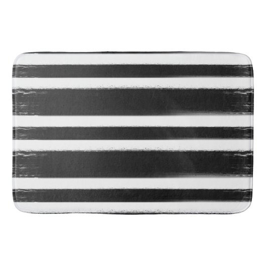 Tapis De Bain Pinceau rayé noir et blanc (Devant)