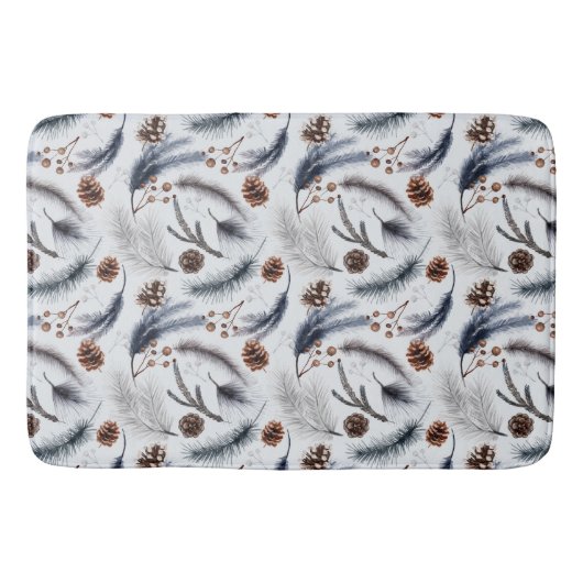 Tapis De Bain Pine Cones et aiguilles de pin Motif d'hiver (Devant)