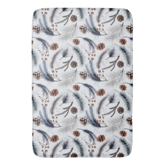 Tapis De Bain Pine Cones et aiguilles de pin Motif d'hiver (devant Vertical)
