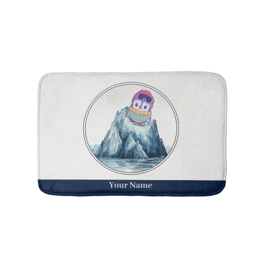 Tapis De Bain Pingouin mignon debout sur un iceberg (Devant)