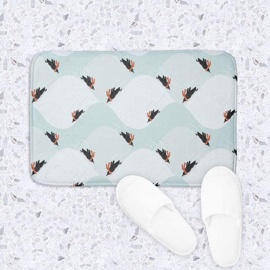 Tapis De Bain Pingouins joueurs glissement sur Motif de neige