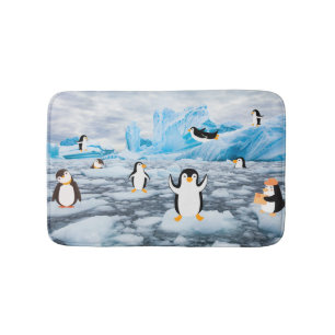 Tapis De Bain pingouins mignons dans la glace de l'Antarctique