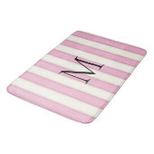 Tapis De Bain Pink & Antique White Stripes Monogramme (Angle)