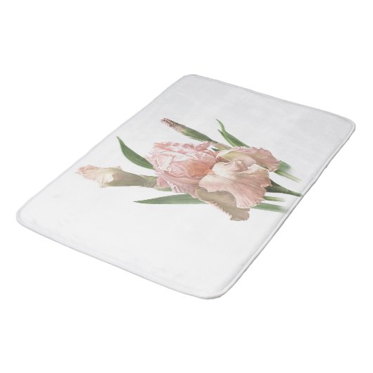 Tapis De Bain Pink Bearded Iris Flower Botanical Design (Angle)