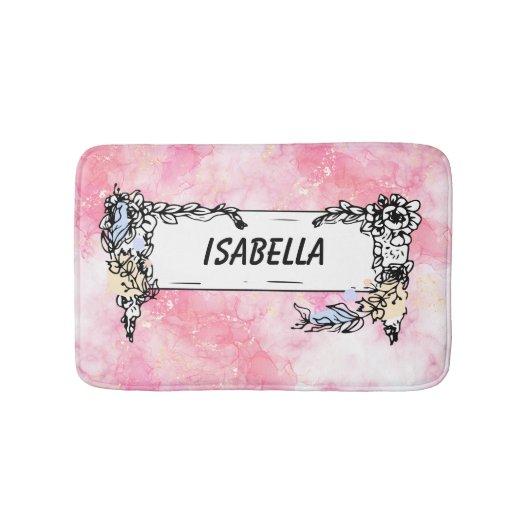 Tapis De Bain Pink Boho minimalist Ephemera ornament (Devant)