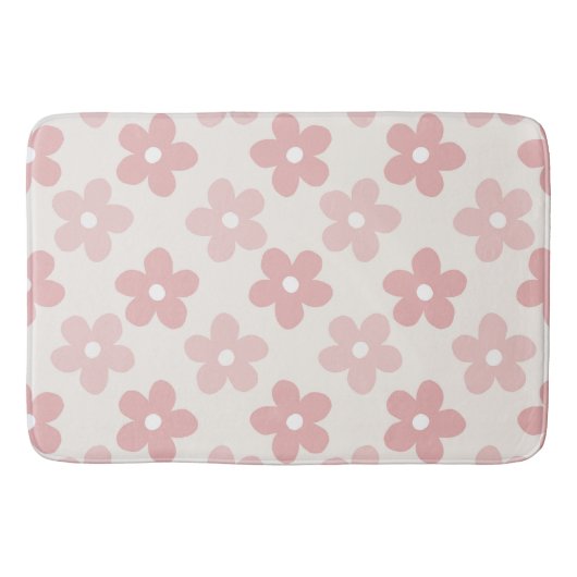 Tapis De Bain Pink Cream Daisy Flowers Retro Pattern (Devant)