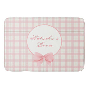 Tapis De Bain Pink En vichy Plaid Girl Nom personnalisé Nursery