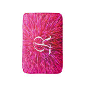 Tapis De Bain Pink Floral Abstrait Monogramme Plush Bath Mat (Devant (Vertical))