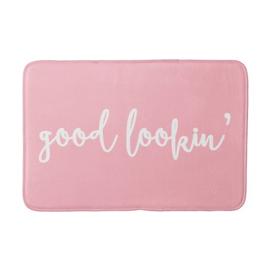 Tapis De Bain Pink Good Loin' Moderne Calligraphie Mat de bain (Devant)