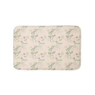 Tapis De Bain Pink Green Retro Y2K les années 70 Fleur Motif