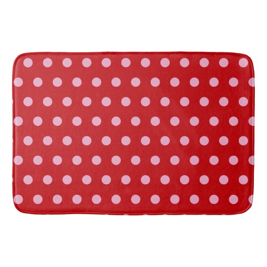 Tapis De Bain Pink on Red Polka Dots  (Devant)