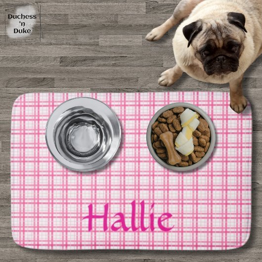 Tapis De Bain Pink Plaid Pattern Absorbent Pet Mat