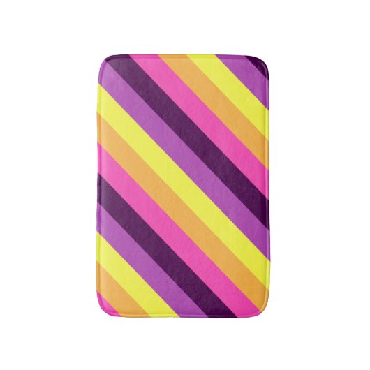Tapis De Bain Pink Purple Retro Stripes Petit Mat De Bain (Devant (Vertical))