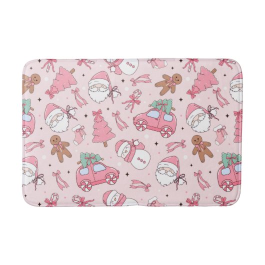 Tapis De Bain Pink Santa Christmas Bath Mat (Devant)