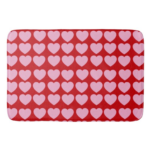 Tapis De Bain Pink Valentines Hearts on Red (Devant)